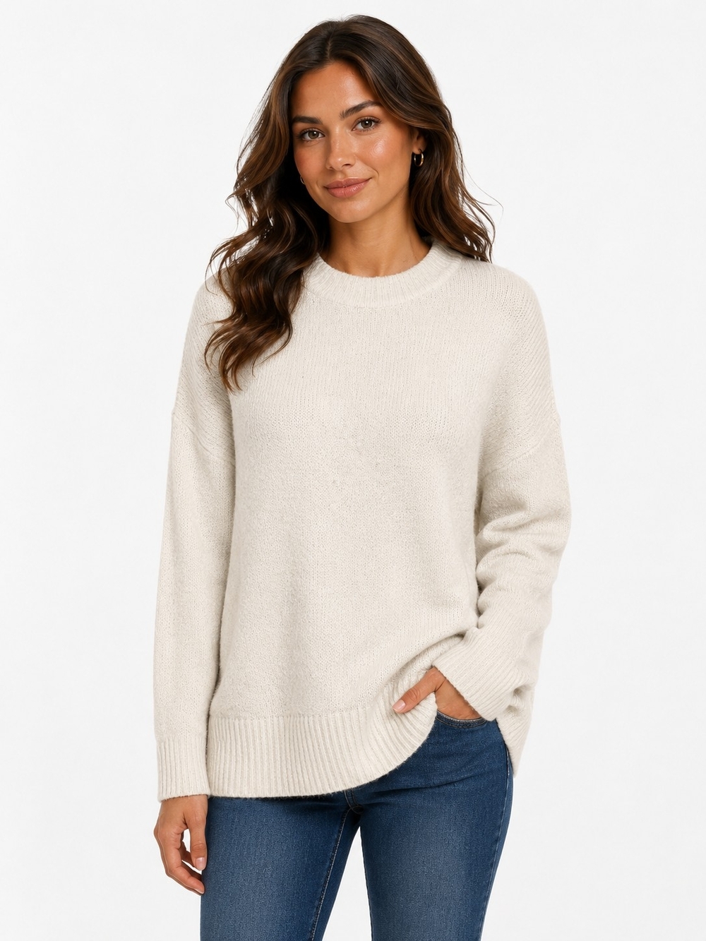 Old Navy Cozy Crewneck Sweater in Ivory - Size S
